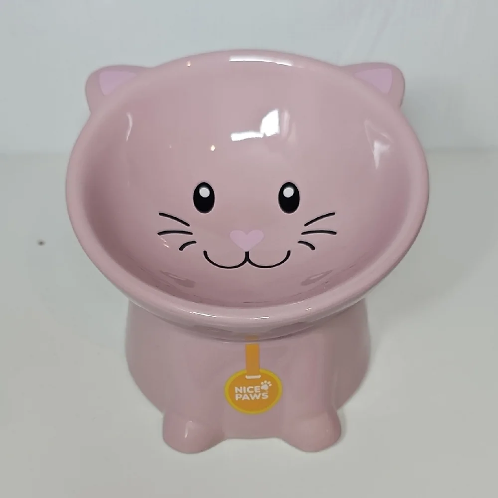 Pink Cat-Shaped Pet Bowl by Nice Paws